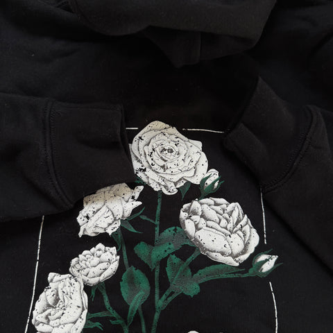 THE MUM UNIFORM - Black Hood/ White Rose Print - XS