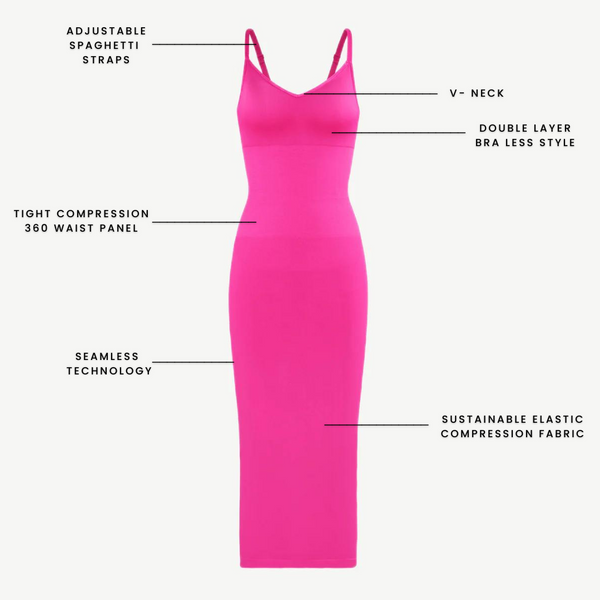 THE PINK V- NECK SHAPER DRESS - XS (In Stock)