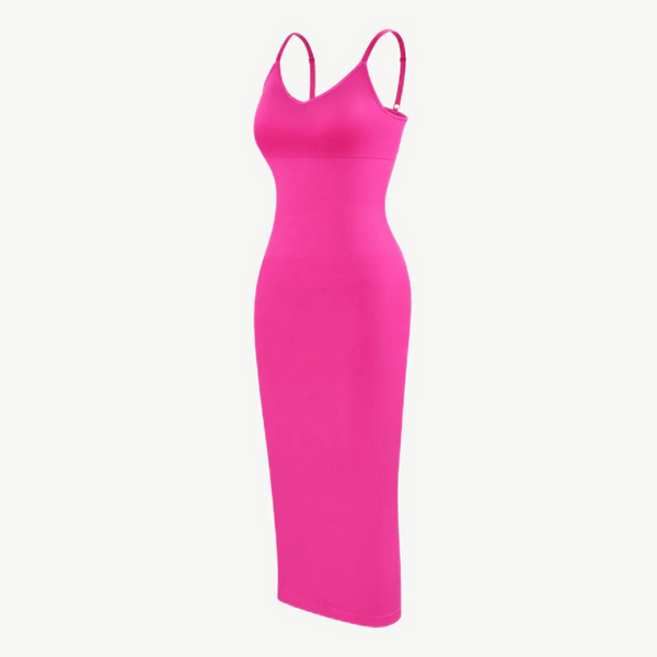 THE PINK V- NECK SHAPER DRESS - XS (In Stock)